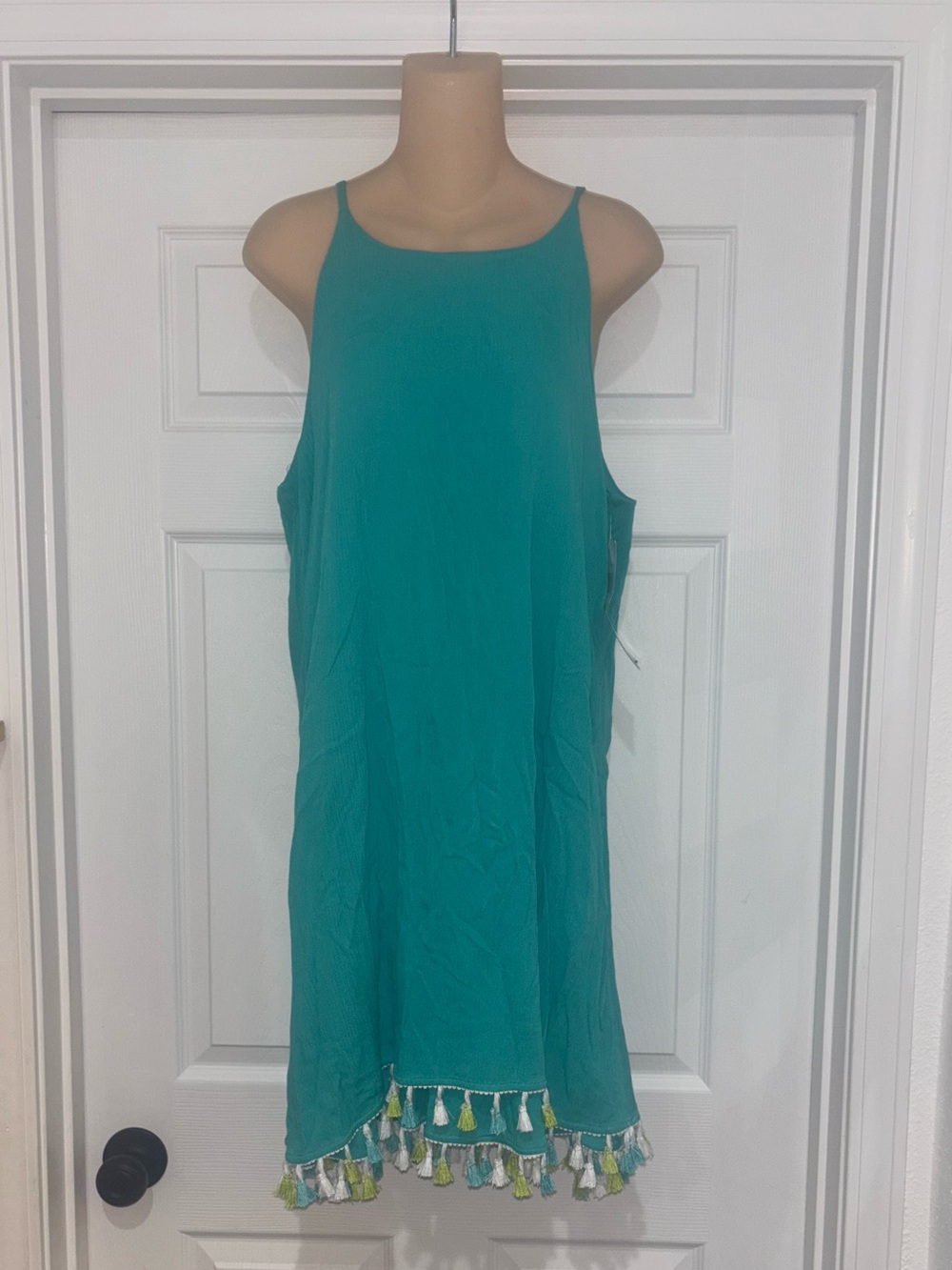 Brand new Teal Tassel Hem Sleeveless Summer Dress